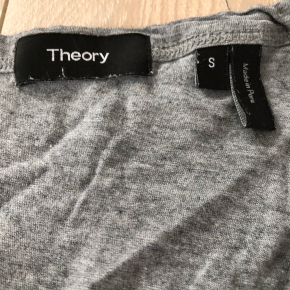 Theory 100% Pima Cotton V Neck T Shirt in Grey Size S - Picture 5 of 8